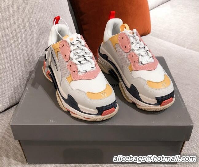 Well Crafted Balenciaga Triple S Sneakers 051023 White/Yellow 2021