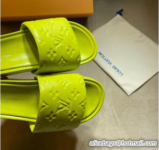 Top Quality Louis Vuitton Jumbo Monogram Leather Flatform Slide Sandals 031021 Yellow 2021