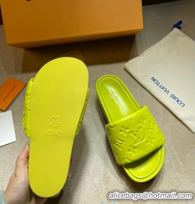 Top Quality Louis Vuitton Jumbo Monogram Leather Flatform Slide Sandals 031021 Yellow 2021