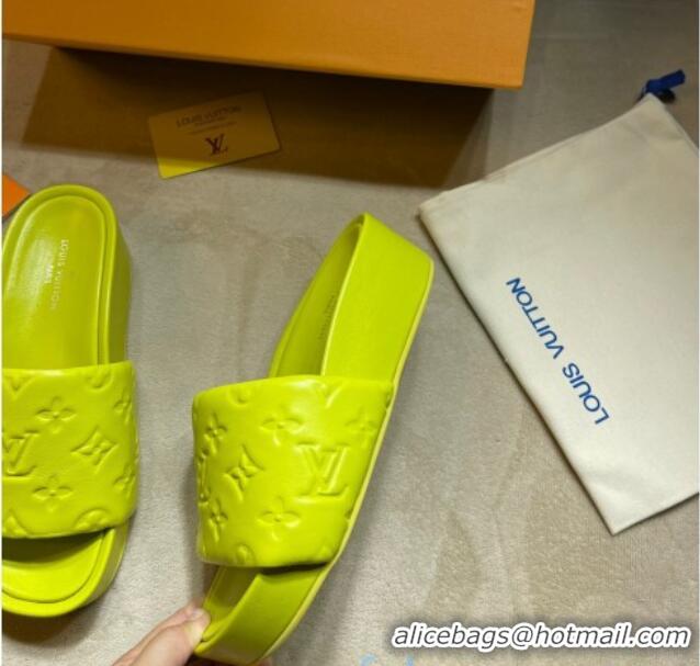 Top Quality Louis Vuitton Jumbo Monogram Leather Flatform Slide Sandals 031021 Yellow 2021