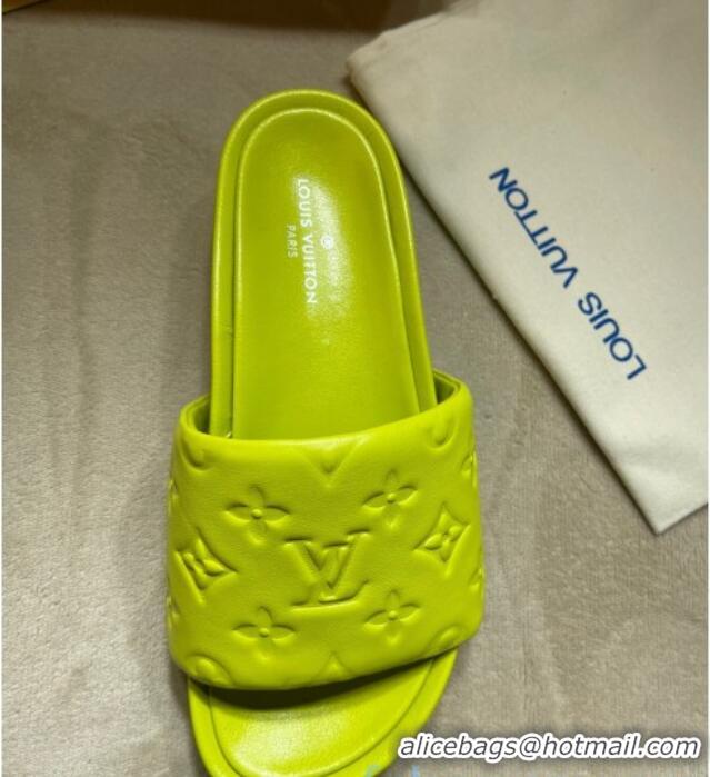 Top Quality Louis Vuitton Jumbo Monogram Leather Flatform Slide Sandals 031021 Yellow 2021