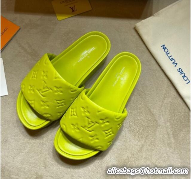 Top Quality Louis Vuitton Jumbo Monogram Leather Flatform Slide Sandals 031021 Yellow 2021