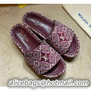 Unique Style Louis Vuitton Jumbo Since 1854 Flatform Slide Sandals 031022 Burgundy 2021