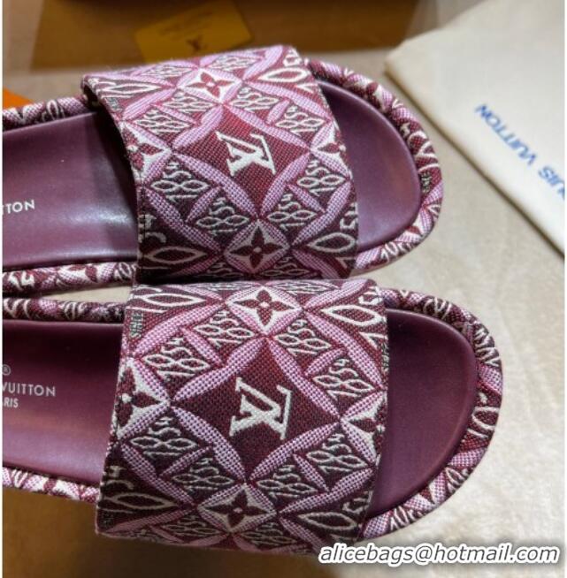 Unique Style Louis Vuitton Jumbo Since 1854 Flatform Slide Sandals 031022 Burgundy 2021