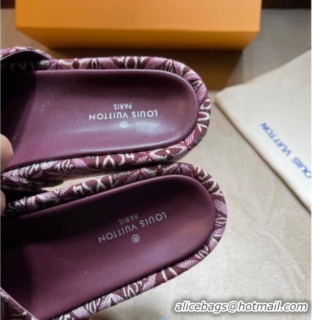 Unique Style Louis Vuitton Jumbo Since 1854 Flatform Slide Sandals 031022 Burgundy 2021