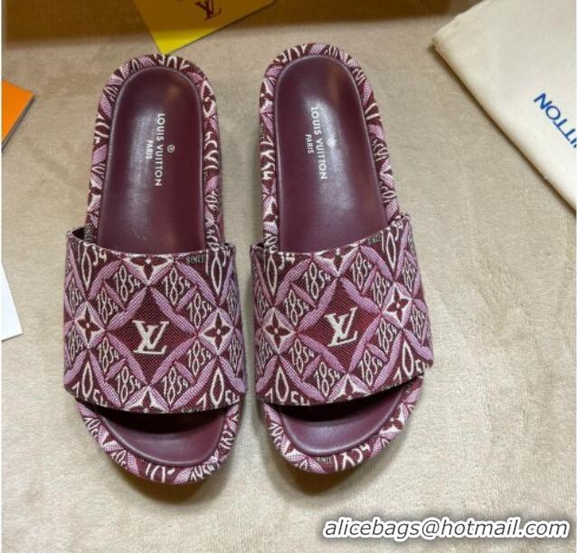 Unique Style Louis Vuitton Jumbo Since 1854 Flatform Slide Sandals 031022 Burgundy 2021