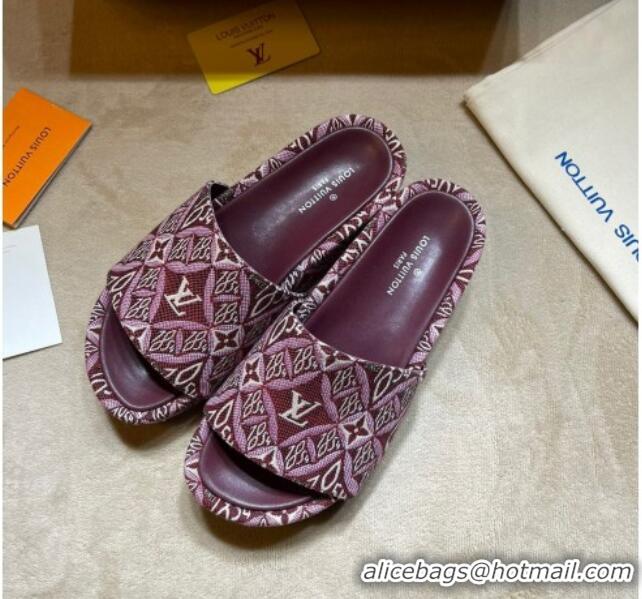 Unique Style Louis Vuitton Jumbo Since 1854 Flatform Slide Sandals 031022 Burgundy 2021