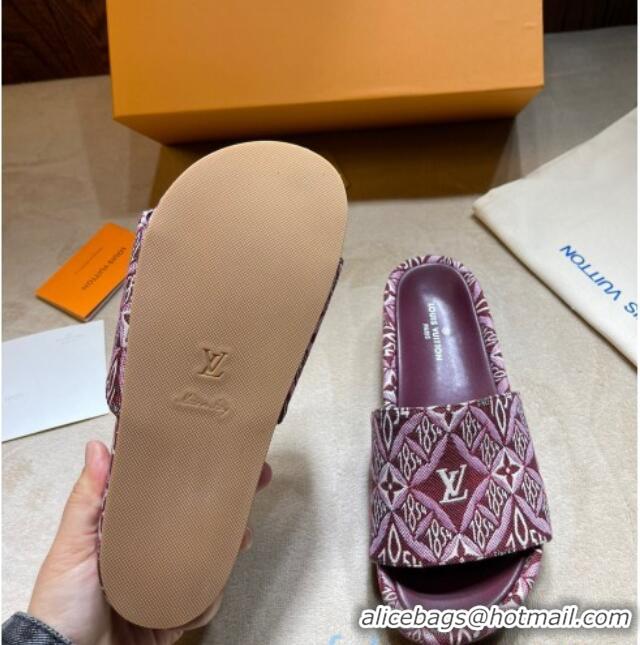 Unique Style Louis Vuitton Jumbo Since 1854 Flatform Slide Sandals 031022 Burgundy 2021