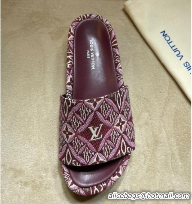 Unique Style Louis Vuitton Jumbo Since 1854 Flatform Slide Sandals 031022 Burgundy 2021