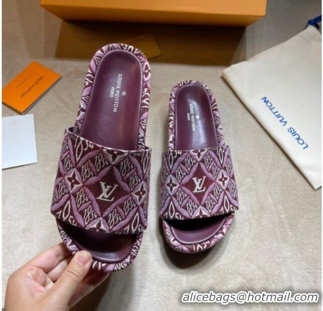 Unique Style Louis Vuitton Jumbo Since 1854 Flatform Slide Sandals 031022 Burgundy 2021