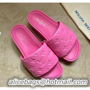 Classic Hot Louis Vuitton Jumbo Monogram Leather Flatform Slide Sandals 031024 Pink 2021