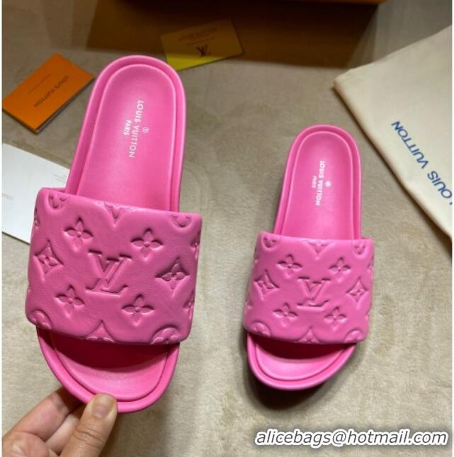 Classic Hot Louis Vuitton Jumbo Monogram Leather Flatform Slide Sandals 031024 Pink 2021