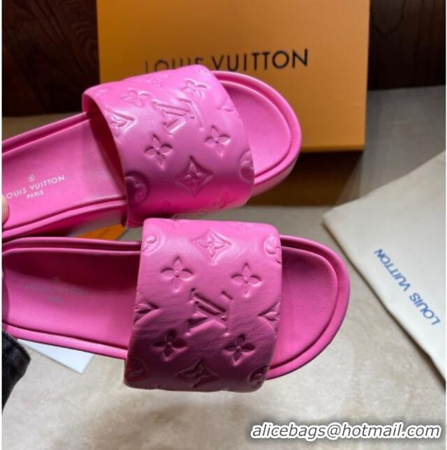 Classic Hot Louis Vuitton Jumbo Monogram Leather Flatform Slide Sandals 031024 Pink 2021