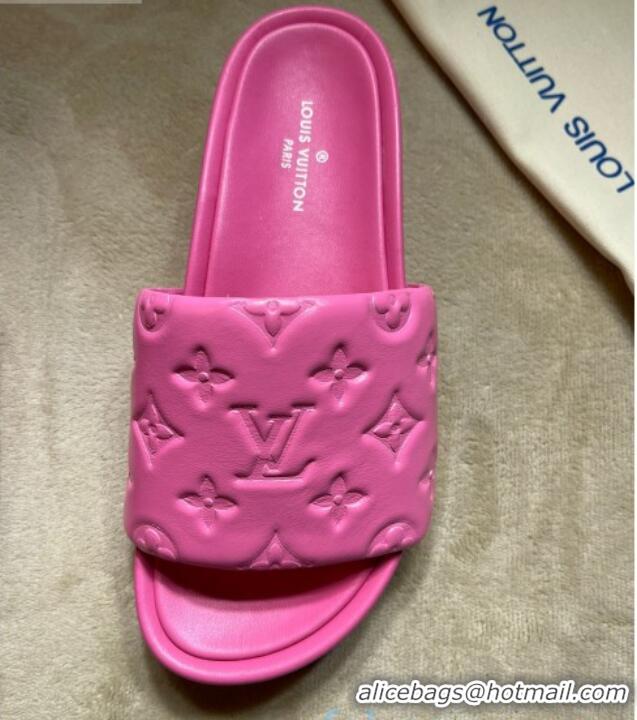 Classic Hot Louis Vuitton Jumbo Monogram Leather Flatform Slide Sandals 031024 Pink 2021