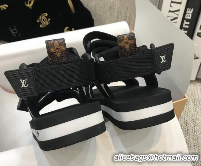 Best Product Louis Vuitton Arcade Flat Strap Sandal 031111 Black 2021