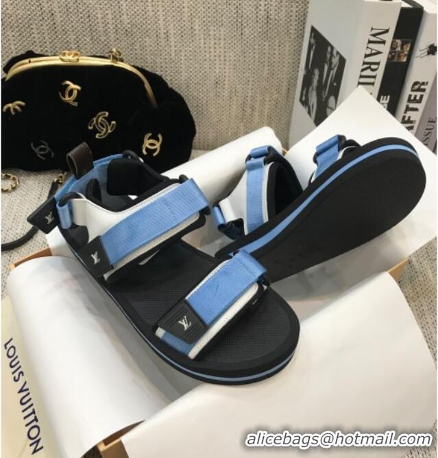 Luxurious Louis Vuitton Arcade Flat Strap Sandal 031111 Blue 2021