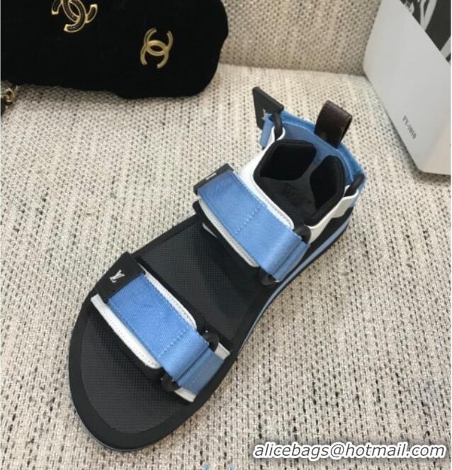 Luxurious Louis Vuitton Arcade Flat Strap Sandal 031111 Blue 2021