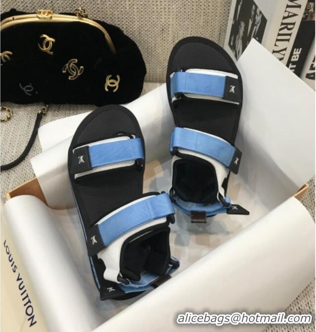 Luxurious Louis Vuitton Arcade Flat Strap Sandal 031111 Blue 2021