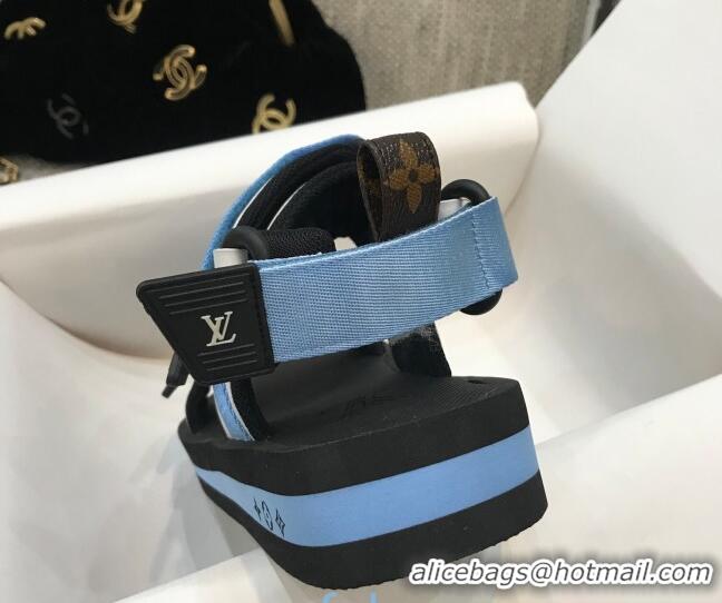 Luxurious Louis Vuitton Arcade Flat Strap Sandal 031111 Blue 2021