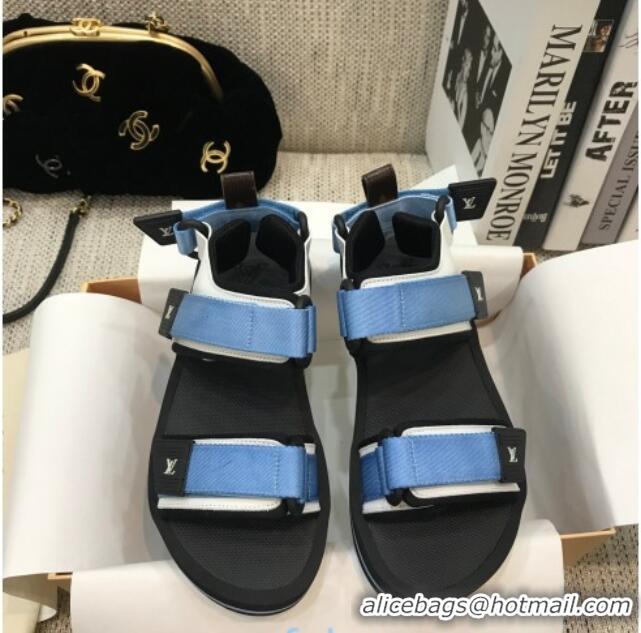 Luxurious Louis Vuitton Arcade Flat Strap Sandal 031111 Blue 2021