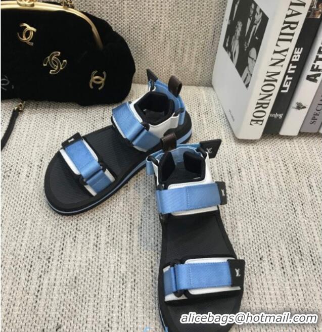 Luxurious Louis Vuitton Arcade Flat Strap Sandal 031111 Blue 2021