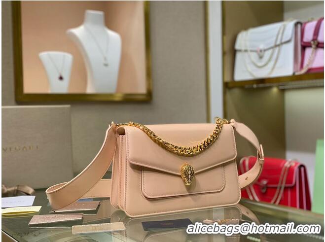 Best Discount Bvlgari Serpenti Forever leather small crossbody bag B210762 Light Pink