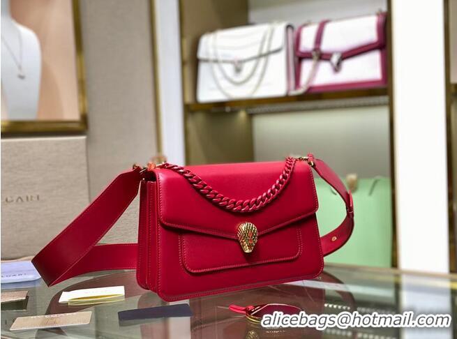 Top Grade Bvlgari Serpenti Forever leather small crossbody bag B210762 Red