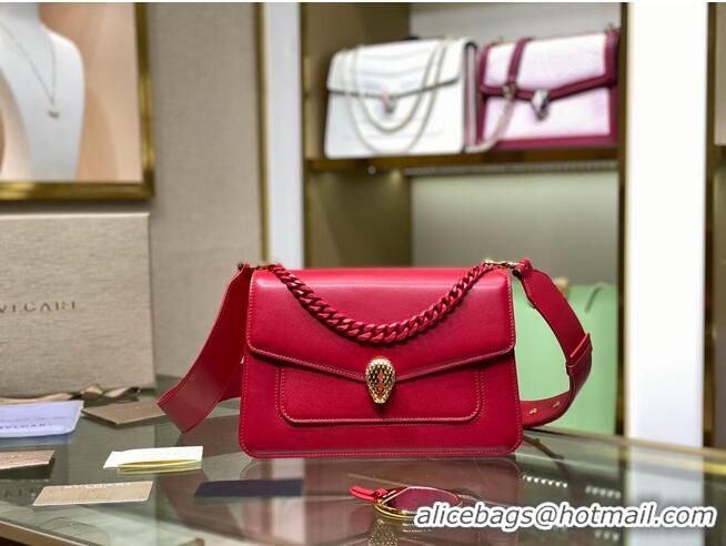 Top Grade Bvlgari Serpenti Forever leather small crossbody bag B210762 Red