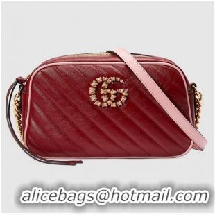 Shop Cheap Gucci GG Marmont small shoulder bag 447632 Dark Red