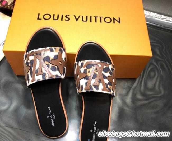 Super Quality Louis Vuitton Lock It Flat Slide Sandals with Patchwork Logo 031116 White