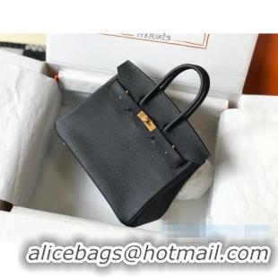 Top Design Hermes Birkin Bag 25cm in Epsom Leather Calfskin H025 Black/Gold (Half Handmade)