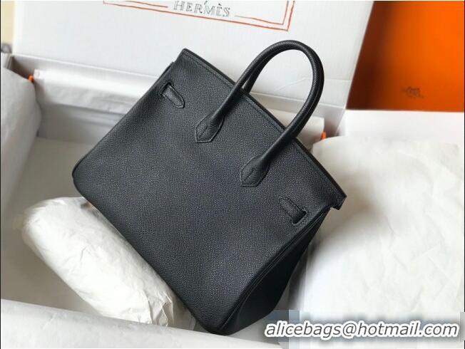 Top Design Hermes Birkin Bag 25cm in Epsom Leather Calfskin H025 Black/Gold (Half Handmade)