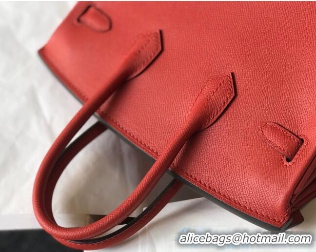 Famous Brand Hermes Birkin Bag 25cm in Epsom Leather Calfskin H025 Red/Gold (Half Handmade)