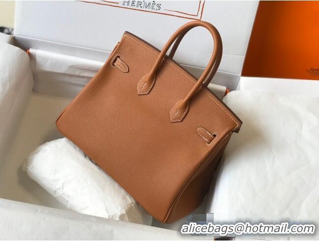 Promotional Hermes Birkin Bag 25cm in Epsom Leather Calfskin H025 Brown/Gold (Half Handmade)