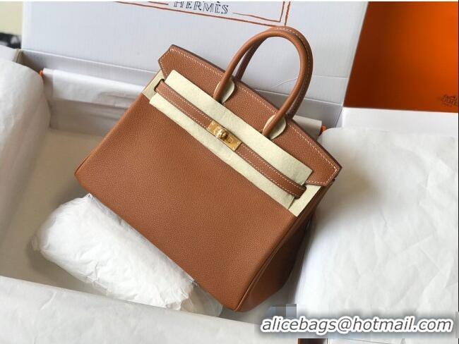 Promotional Hermes Birkin Bag 25cm in Epsom Leather Calfskin H025 Brown/Gold (Half Handmade)