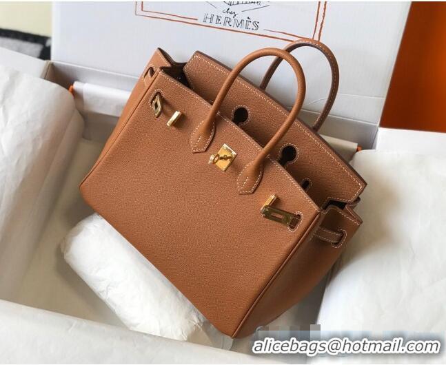 Promotional Hermes Birkin Bag 25cm in Epsom Leather Calfskin H025 Brown/Gold (Half Handmade)