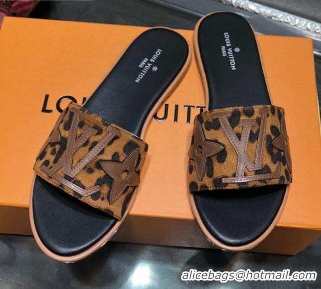 Top Quality Louis Vuitton Lock It Flat Slide Sandals with Patchwork Logo 031116 Brown