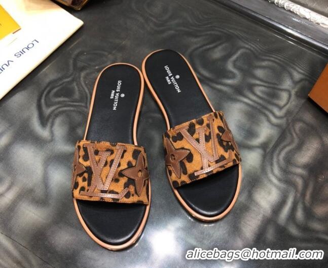 Top Quality Louis Vuitton Lock It Flat Slide Sandals with Patchwork Logo 031116 Brown