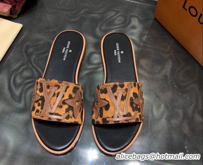 Top Quality Louis Vuitton Lock It Flat Slide Sandals with Patchwork Logo 031116 Brown