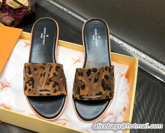 Top Quality Louis Vuitton Lock It Flat Slide Sandals with Patchwork Logo 031116 Brown