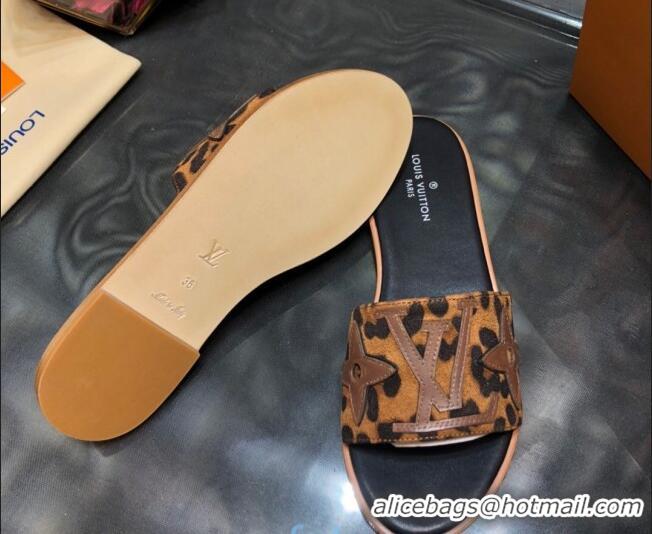 Top Quality Louis Vuitton Lock It Flat Slide Sandals with Patchwork Logo 031116 Brown