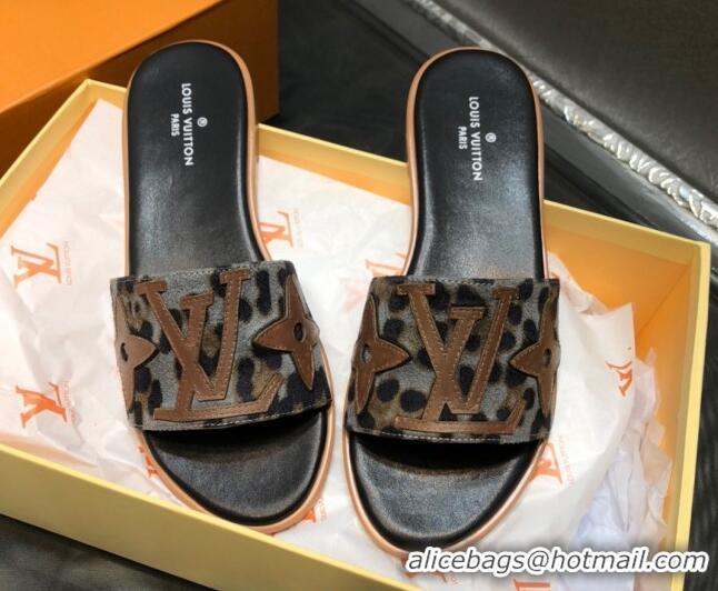 Best Quality Louis Vuitton Lock It Flat Slide Sandals with Patchwork Logo 031116 Grey