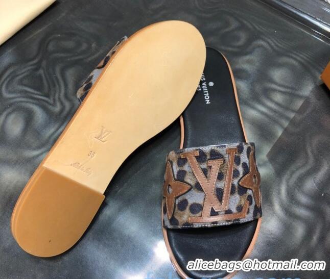 Best Quality Louis Vuitton Lock It Flat Slide Sandals with Patchwork Logo 031116 Grey