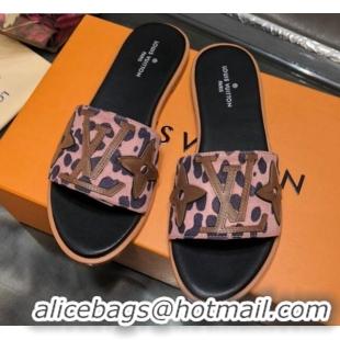 Low Cost Louis Vuitton Lock It Flat Slide Sandals with Patchwork Logo 031116 Pink