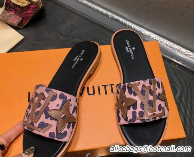 Low Cost Louis Vuitton Lock It Flat Slide Sandals with Patchwork Logo 031116 Pink