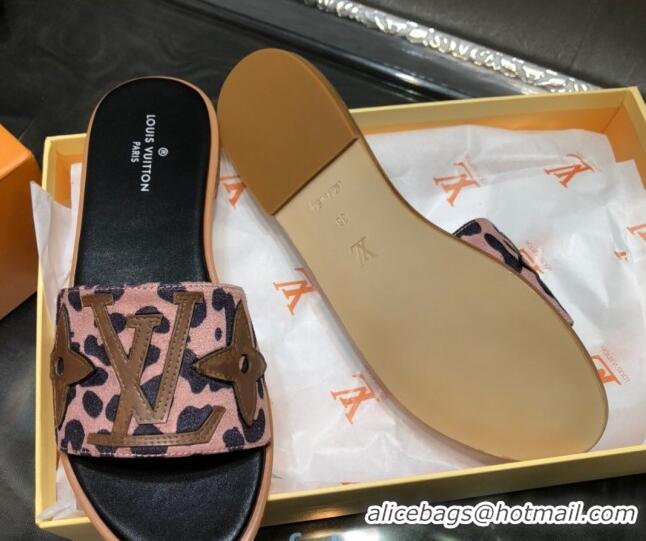 Low Cost Louis Vuitton Lock It Flat Slide Sandals with Patchwork Logo 031116 Pink