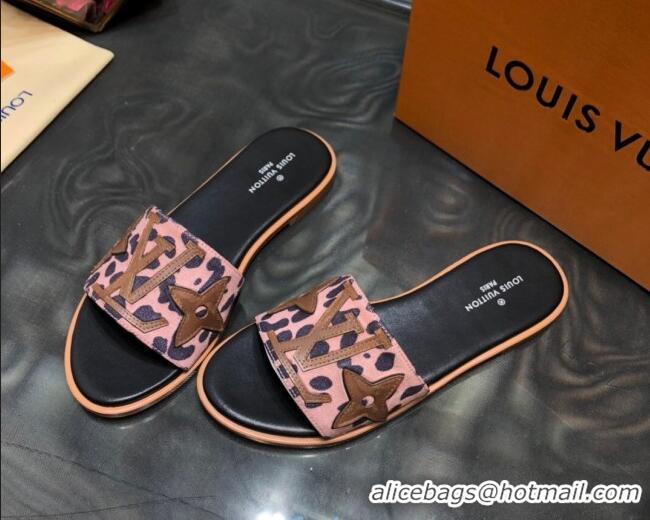 Low Cost Louis Vuitton Lock It Flat Slide Sandals with Patchwork Logo 031116 Pink