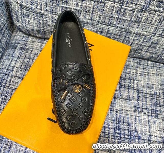 Hot Sale Louis Vuitton Gloria Monogram Leather Flat Loafer 032901 Black 2021