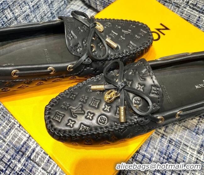 Hot Sale Louis Vuitton Gloria Monogram Leather Flat Loafer 032901 Black 2021