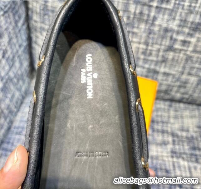 Hot Sale Louis Vuitton Gloria Monogram Leather Flat Loafer 032901 Black 2021